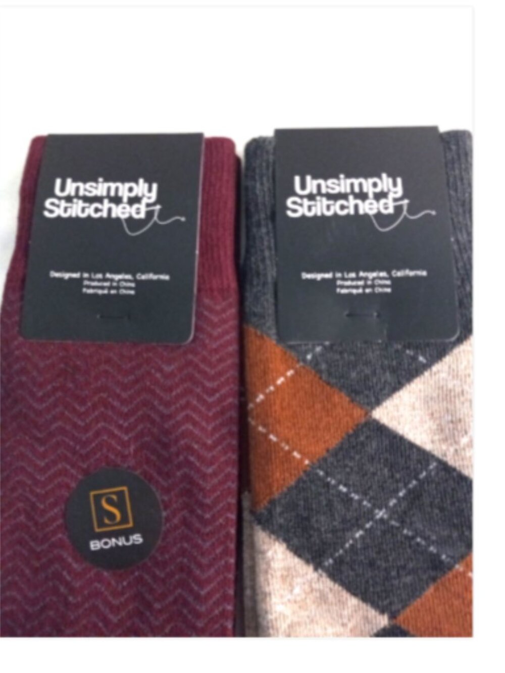 Unsimply Stitched Socks Bundle 2 Pair Argyle Chevron Dress Socks Men’s 8-12 NWT